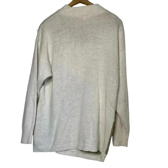 Lew Magrum VINTAGE gold and cream, gold beaded snowflake Christmas sweater SZ-L - Picture 5 of 11